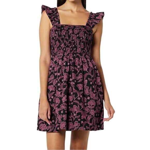 The Drop Kari Paisley Mini Dress S NWT – Smocked Bodice, Ruffle Sleeves, Pockets - Picture 1 of 4